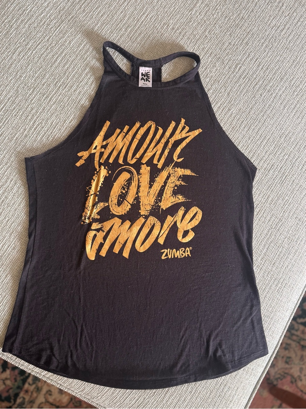 Zumba Fitness Black Tank Top with Gold Graphic
